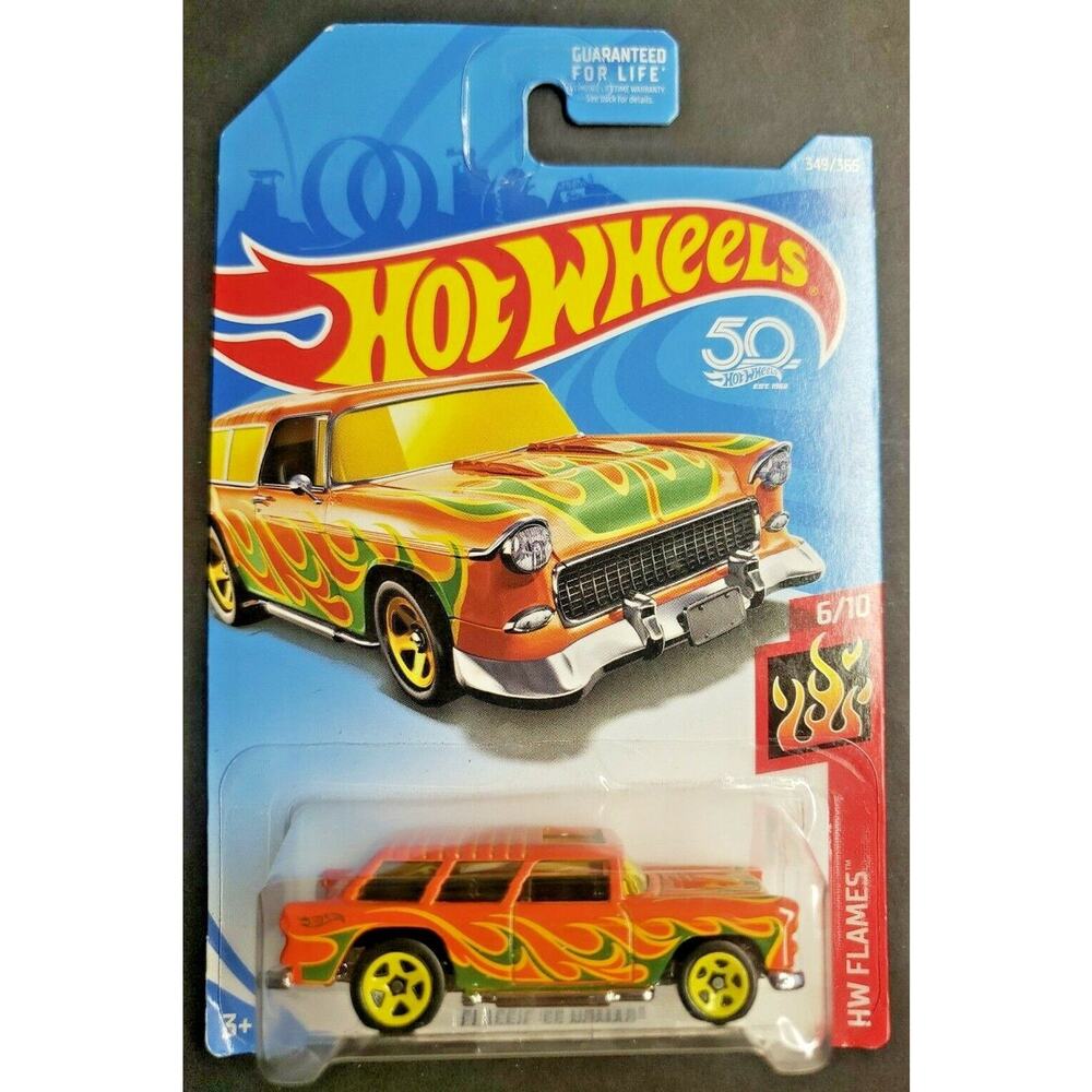 2018‎ Hot Wheels 1955 Chevy Nomad HW Flames Orange #349 New HW13